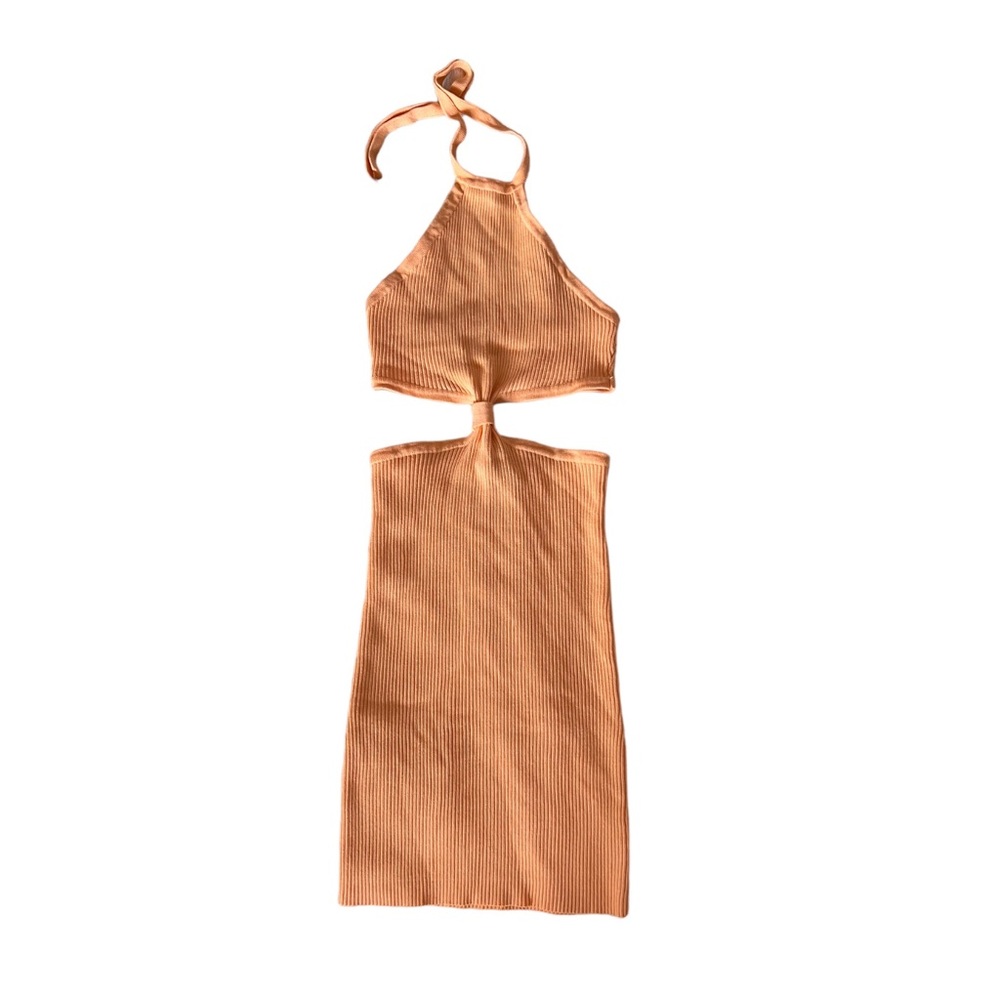 Beginning Boutique Orange Halter Cut Out Mini Dress Size Small